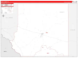 Kinney County, TX RedLine style ZIP Code wall map