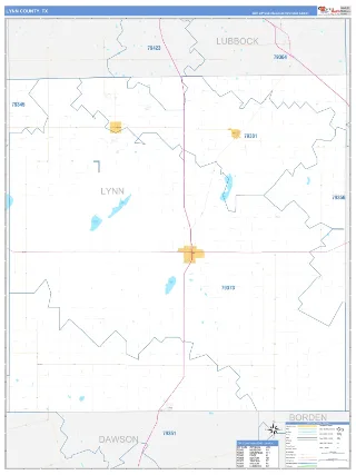 Lynn County, TX Business Reference style ZIP Code wall map