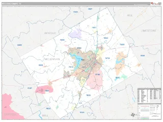 McLennan County, TX Classic style ZIP Code wall map