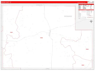 Menard County, TX RedLine style ZIP Code wall map