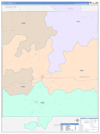Motley County, TX ColorCast style ZIP Code wall map