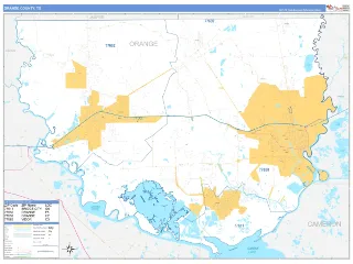 Orange County, TX Business Reference style ZIP Code wall map