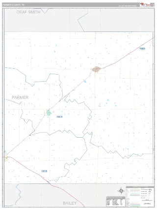 Parmer County, TX Classic style ZIP Code wall map