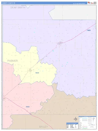 Parmer County, TX ColorCast style ZIP Code wall map