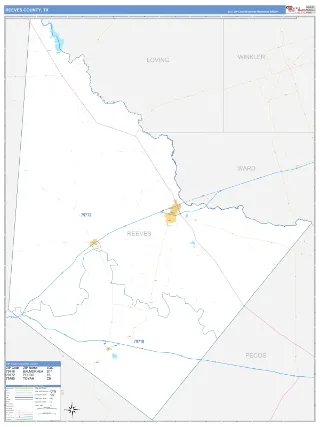 Reeves County, TX Business Reference style ZIP Code wall map