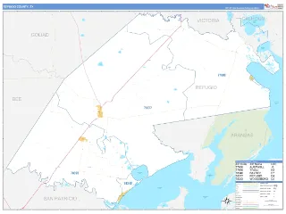Refugio County, TX Business Reference style ZIP Code wall map