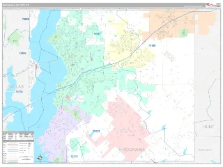 Rockwall County, TX Classic style ZIP Code wall map
