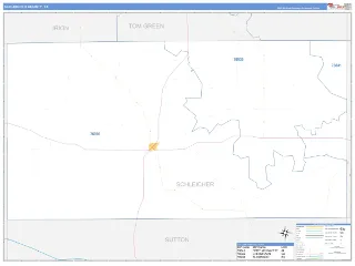 Schleicher County, TX Business Reference style ZIP Code wall map