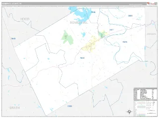 Somervell County, TX Classic style ZIP Code wall map