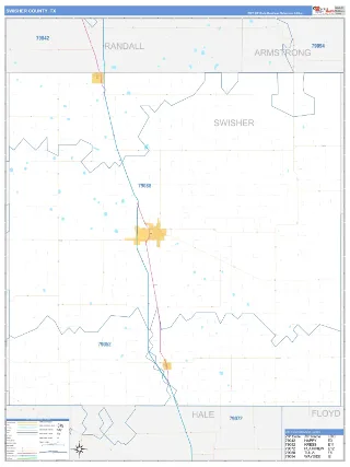 Swisher County, TX Business Reference style ZIP Code wall map