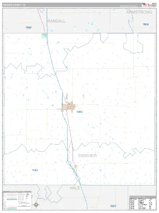 Swisher County, TX Classic style ZIP Code wall map