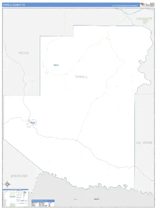 Terrell County, TX Business Reference style ZIP Code wall map