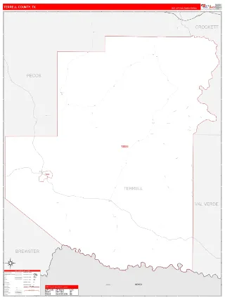 Terrell County, TX RedLine style ZIP Code wall map
