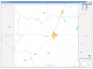 Terry County, TX Business Reference style ZIP Code wall map