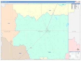 Terry County, TX ColorCast style ZIP Code wall map