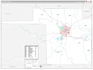 Tom Green County, TX Classic style ZIP Code wall map