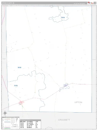 Upton County, TX Classic style ZIP Code wall map