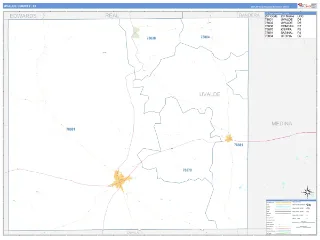 Uvalde County, TX Business Reference style ZIP Code wall map