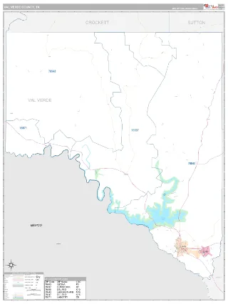 Val Verde County, TX Classic style ZIP Code wall map