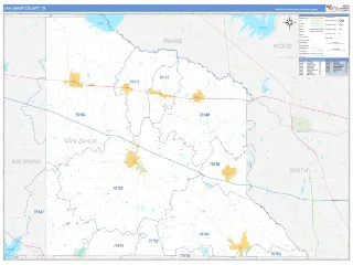 Van Zandt County, TX Business Reference style ZIP Code wall map