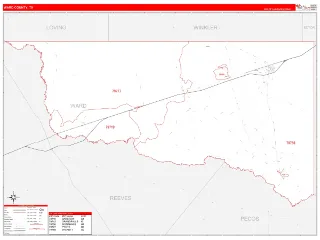 Ward County, TX RedLine style ZIP Code wall map