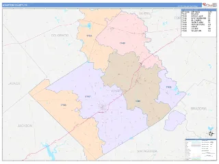 Wharton County, TX ColorCast style ZIP Code wall map