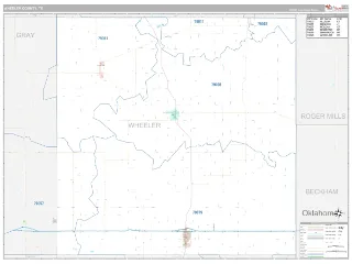 Wheeler County, TX Classic style ZIP Code wall map