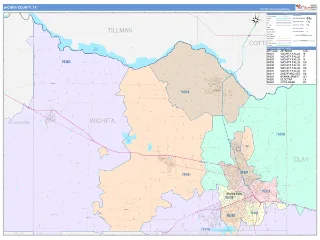 Wichita County, TX ColorCast style ZIP Code wall map