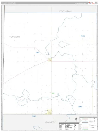 Yoakum County, TX Classic style ZIP Code wall map