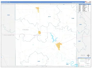 Young County, TX Business Reference style ZIP Code wall map
