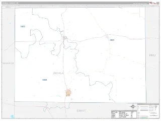 Zavala County, TX Classic style ZIP Code wall map