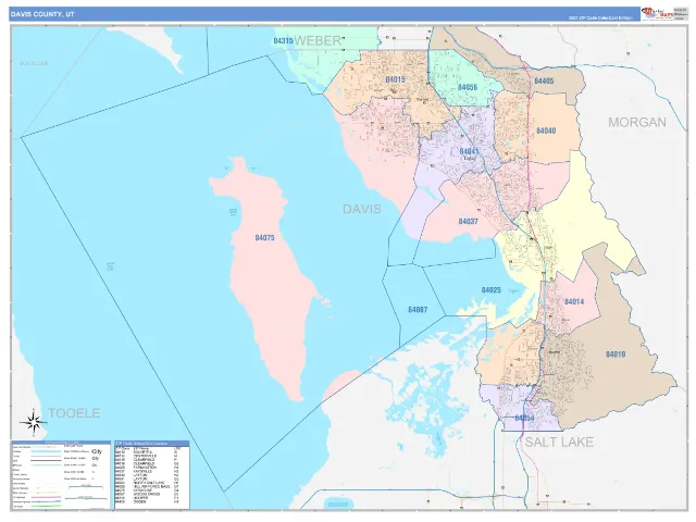 Davis County, UT ZIP Code Wall Map, ColorCast style