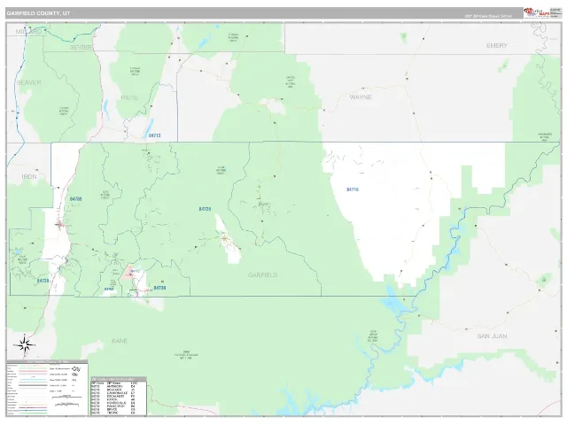 Garfield County, UT ZIP Code Wall Map, Classic style