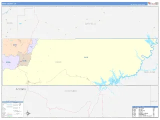 Kane County, UT ColorCast style ZIP Code wall map