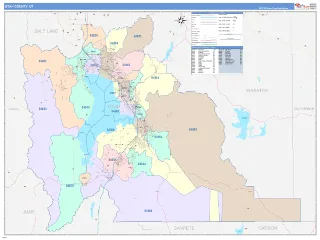 Utah County, UT ColorCast style ZIP Code wall map