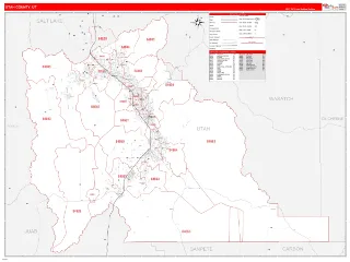 Utah County, UT RedLine style ZIP Code wall map