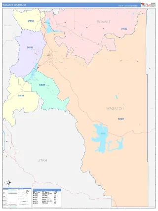 Wasatch County, UT ColorCast style ZIP Code wall map