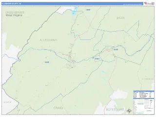 Alleghany County, VA Business Reference style ZIP Code wall map