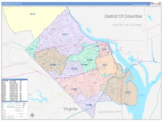 Arlington County, VA ColorCast style ZIP Code wall map