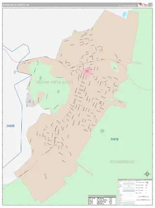 Buena Vista County, VA Classic style ZIP Code wall map