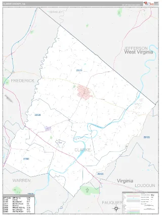 Clarke County, VA Classic style ZIP Code wall map