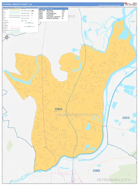 Colonial Heights County, VA map