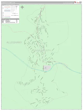 Covington County, VA Classic style ZIP Code wall map