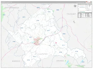 Culpeper County, VA Classic style ZIP Code wall map
