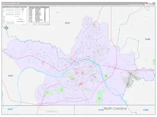 Danville County, VA Classic style ZIP Code wall map