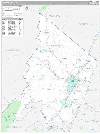 Frederick County, VA Classic style ZIP Code wall map