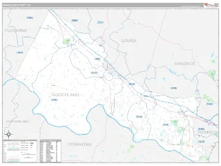 Goochland County, VA Classic style ZIP Code wall map