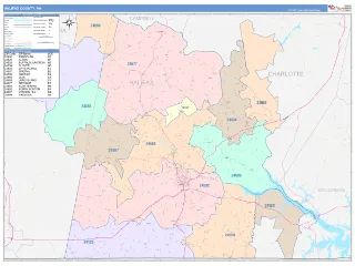 Halifax County, VA ColorCast style ZIP Code wall map