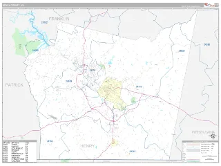 Henry County, VA Classic style ZIP Code wall map
