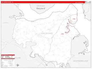 King George County, VA RedLine style ZIP Code wall map